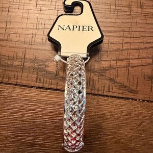 Napier Silver Tone Lattice Bangle Bracelet with Box Closure